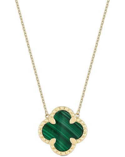 Ember Fine Jewelry 14k Malachite Clover Necklace - Multicolour