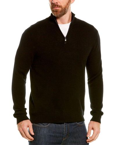 Qi Cashmere 1/4-zip Mock Sweater - Black