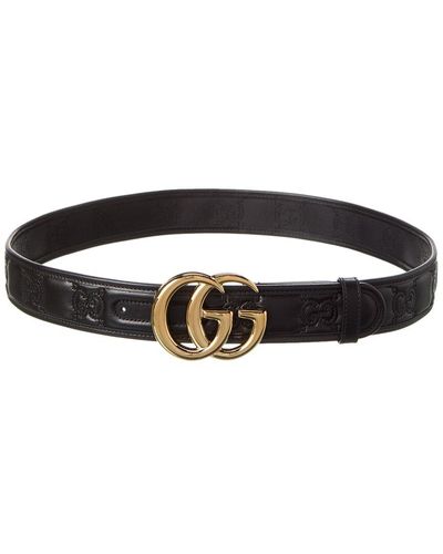 Gucci GG Marmont Matelasse Wide Leather Belt - Black
