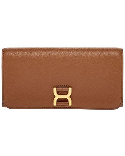 Chloé Marcie Leather Long Wallet - Brown