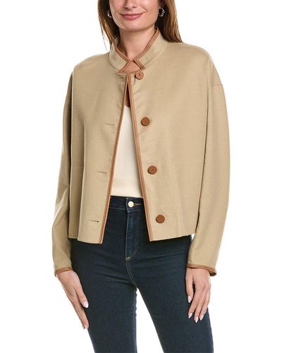 Lafayette 148 New York Cropped Wool & Silk-blend Jacket - Natural