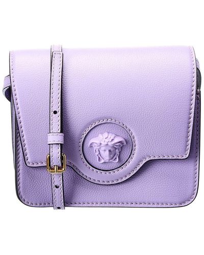 Versace La Medusa Leather Shoulder Bag - Purple