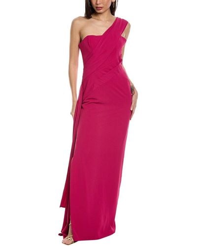 Rene Ruiz One-shoulder Crepe Gown - Pink