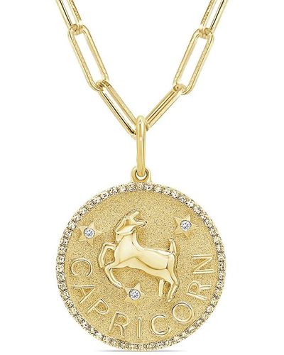 Sabrina Designs 14k 0.21 Ct. Tw. Diamond Zodiac Capricorn Necklace - Metallic