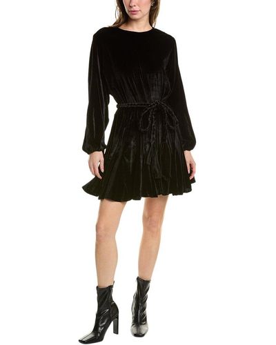 Beulah London Velour Mini Dress - Black