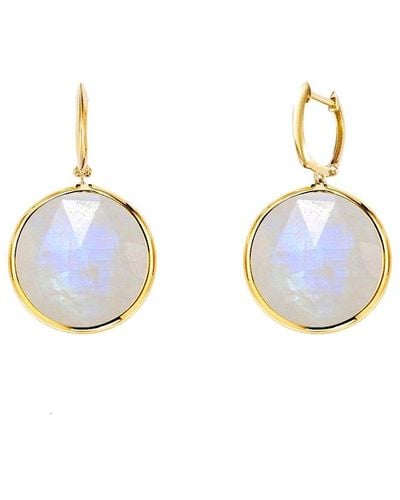 Liv Oliver 18k Plated 32.00 Ct. Tw. Moonstone Disc Drop Earrings - Blue