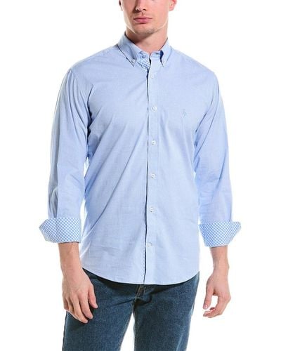 Tailorbyrd Gingham Stretch Shirt - Blue