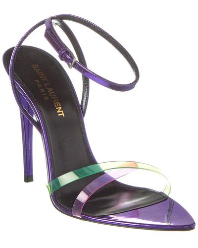 Saint Laurent 100 Vinyl & Leather Sandal - Purple