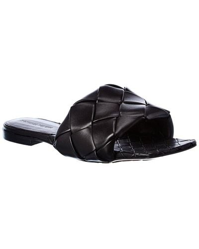 Bottega Veneta Bv Lido Flat Mules In Intrecciato Leather - Black