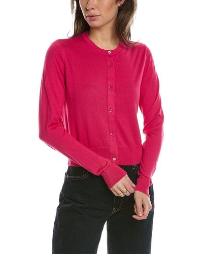 Carolina Herrera Crewneck Silk-blend Cardigan - Red