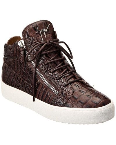 Giuseppe Zanotti May Croc-embossed Leather Sneaker - Brown