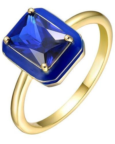 Rachel Glauber 14k Plated Cz Ring - Blue