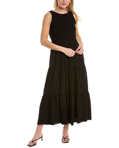 Vince Camuto Womens Ruffle Strap V Neck Maxi Dress Black main image 0