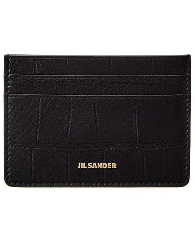 Jil Sander Logo Croc-embossed Leather Card Case - Black