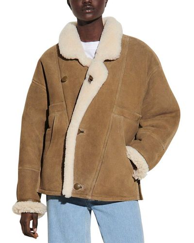 Sandro Shearling Coat - Multicolor