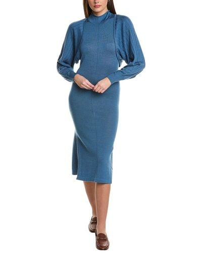 NAADAM 2pc Wool & Silk-blend Sweaterdress - Blue