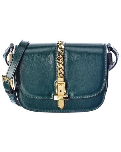 Gucci Sylvie 1969 Mini Leather Shoulder Bag - Blue
