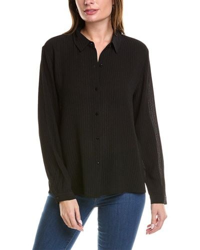 Eileen Fisher Classic Collar Silk Shirt - Black