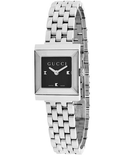 Gucci Ya128507 G-frame Collection Stainless Steel And Diamond Watch - White