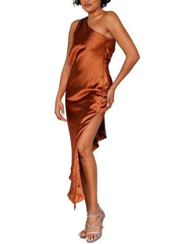 Terani Bronze Short Heavy Charmeuse Cocktail Dress - Orange