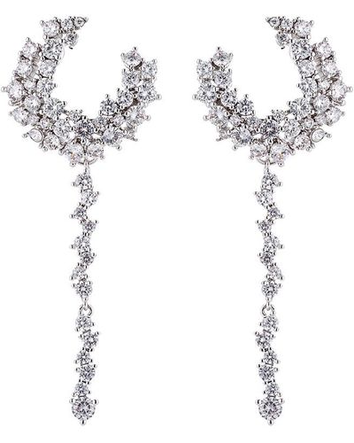 Eye Candy LA Luxe Collection Rhodium Plated Cz Savannah Drop Earrings - White