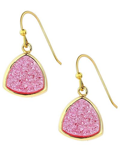 Saachi Triange Druzy Drop Earrings - Pink