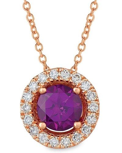 Le Vian Le Vian 14k Strawberry Gold 1.04 Ct. Tw. Diamond & Purple Garnet Necklace - Pink