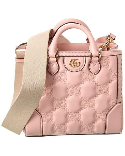 Gucci GG Matelasse Mini Leather Shoulder Bag - Pink