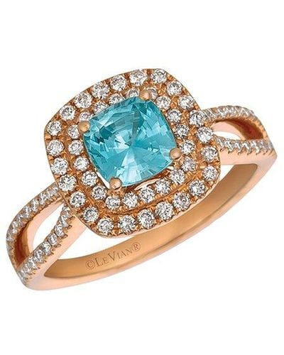 Le Vian Le Vian 14k Strawberry Gold 1.76 Ct. Tw. Diamond & Blue Zircon Ring