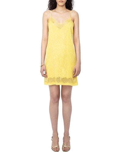 Zadig & Voltaire Crystal Jac Leo Silk Mini Dress - Yellow