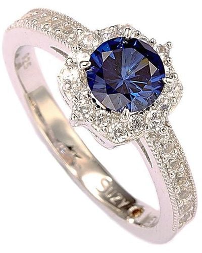 Suzy Levian Silver Diamond & Sapphire Ring - Blue