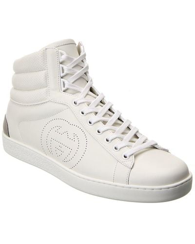 Gucci Ace Leather High-top Trainer - White