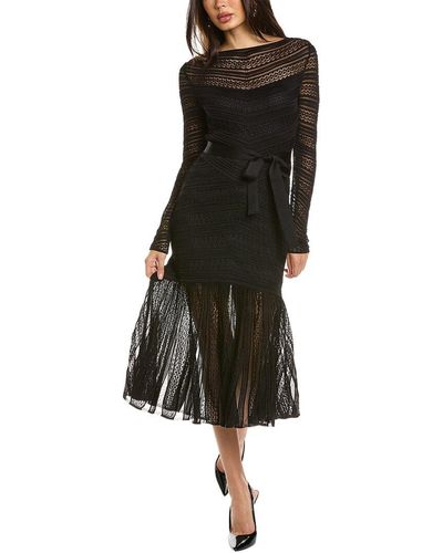 Carolina Herrera Chevron Stripe Midi Dress - Black