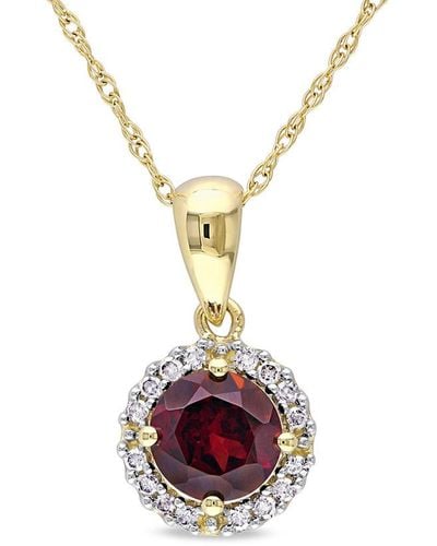 Rina Limor 10k 1.08 Ct. Tw. Diamond & Garnet Pendant Necklace - Metallic
