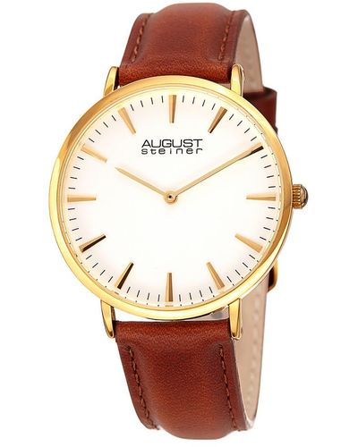 August Steiner Leather Watch - Metallic