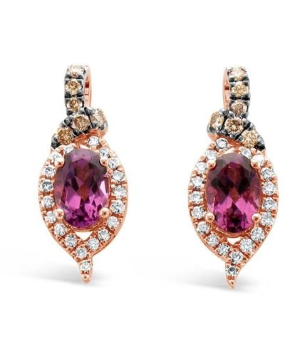 Le Vian Le Vian 14k Rose Gold 1.28 Ct. Tw. Diamond & Purple Garnet Earrings - Multicolor