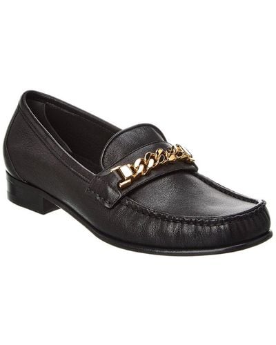 Gucci Chain Link Detail Leather Loafer - Black
