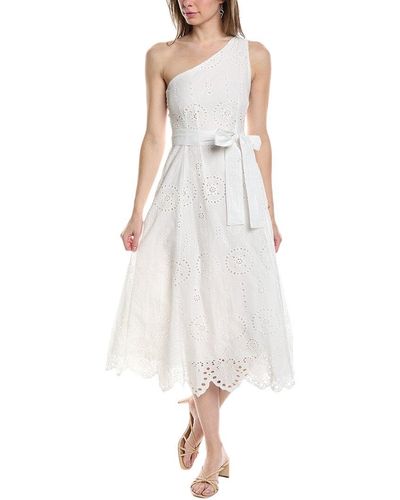 7021 Eyelet Midi Dress - White