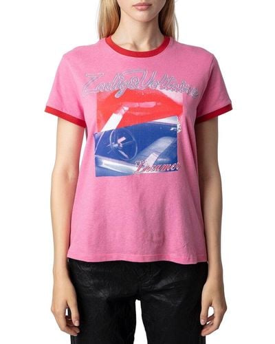 Zadig & Voltaire Zoe Photoprint Double Photo Linen-blend Shirt - Pink