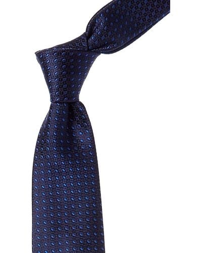 Canali Navy Silk Tie - Blue