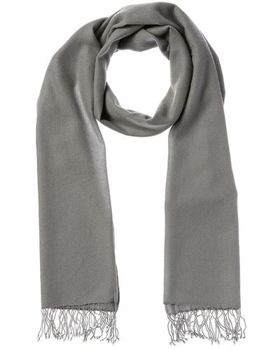 Portolano Knotted Fringes Cashmere Pashmina Scarf - Gray