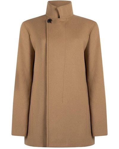 Reiss Oe Brecon Stand Collar Wool-blend Coat - Brown