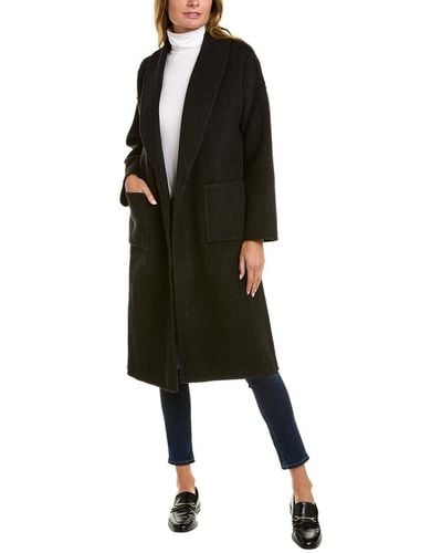 Eileen Fisher Doubleface Shawl Collar Wool & Cashmere-blend Petite Coat - Black