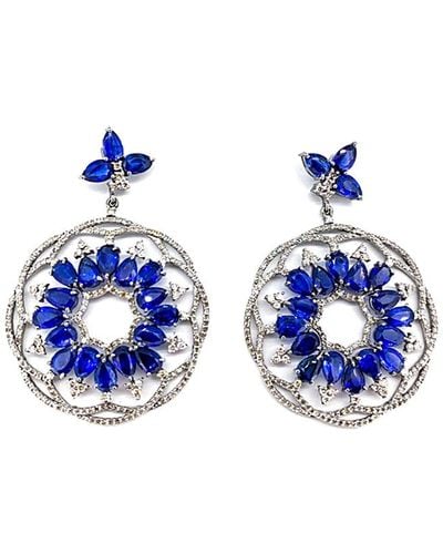 Arthur Marder Fine Jewelry Silver 2.50 Ct. Tw. Diamond & Kynite Earrings - Blue