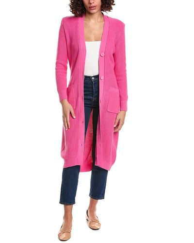Minnie Rose Belted Long Shaker Cashmere-blend Cardigan - Pink