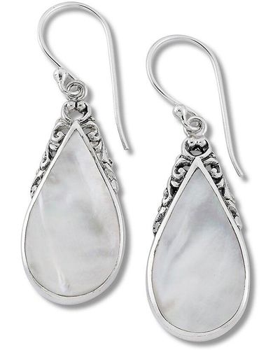 Samuel B. Silver Pearl Drop Earrings - White