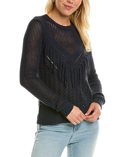Autumn Cashmere Cotton By Pointelle Mesh Sweater - Black