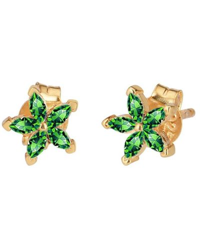 Gabi Rielle 14k Over Silver Crystal Flower Earrings - Green
