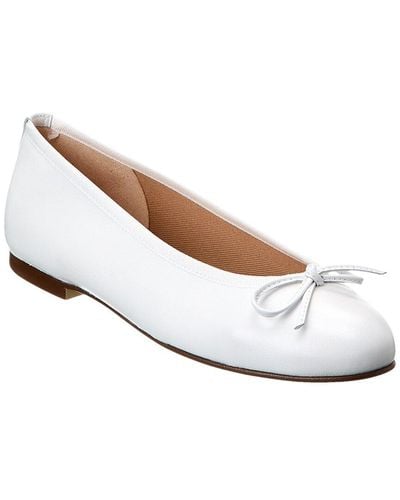 French Sole Emerald Leather Flat - White