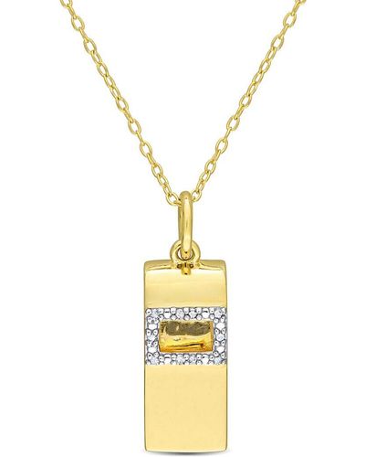Rina Limor Gold Over Silver 0.05 Ct. Tw. Diamond Pendant Necklace - Metallic